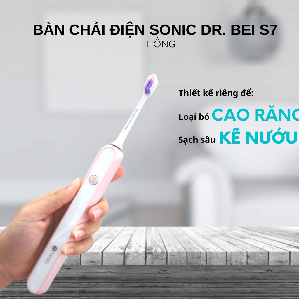 Combo Sánh đôi Bàn chải điên Dr Bei  Cao cấp S7 và Tăm nước, bộ đôi làm sạch răng thơm tho