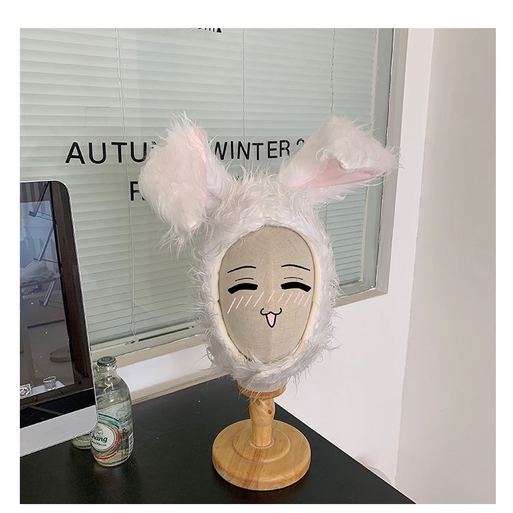 Mũ Trùm Đầu Giữ Ấm Tai Thỏ Dễ Thương