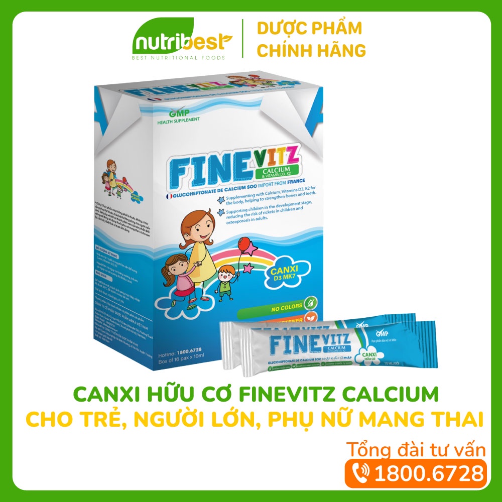 Canxi cho bé Finevitz Calcium dạng gói uống - Canxi Hữu Cơ Aquamin F cho trẻ nhỏ, người lớn và phụ nữ mang thai