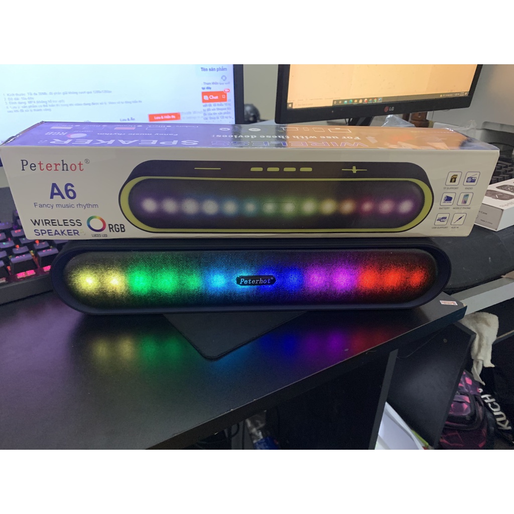 Loa bluetooth PETERHOT A6 Led RGB -bảo hành 12 tháng