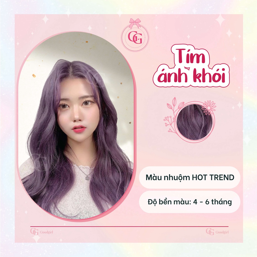 Thuốc nhuộm tóc màu Tím ánh khói + tặng kèm oxy và gang tay