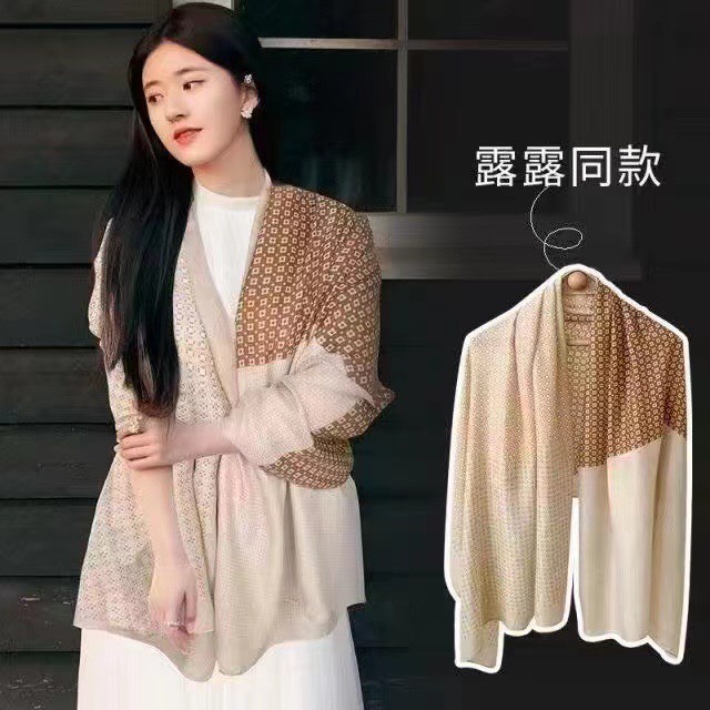 Khăn choàng lụa khăn lụa dáng dài 180x90cm họa tiết thanh lịch nhẹ nhàng