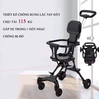 Xe đẩy du lịch, Xe đẩy xoay 2 chiều chính hãng cho bé, có đệm và mái che, bảo hành 1 năm