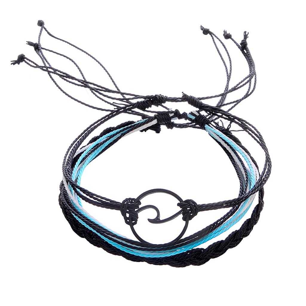 Set 3 vòng tay bện dây nhiều lớp phong cách boho cho nữ