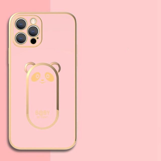 Ốp Điện Thoại Dẻo Họa Tiết Gấu Vuông Kèm Giá Đỡ Đứng Sang Trọng Cho iPhone 6 7 Plus X XS MAX 11 1