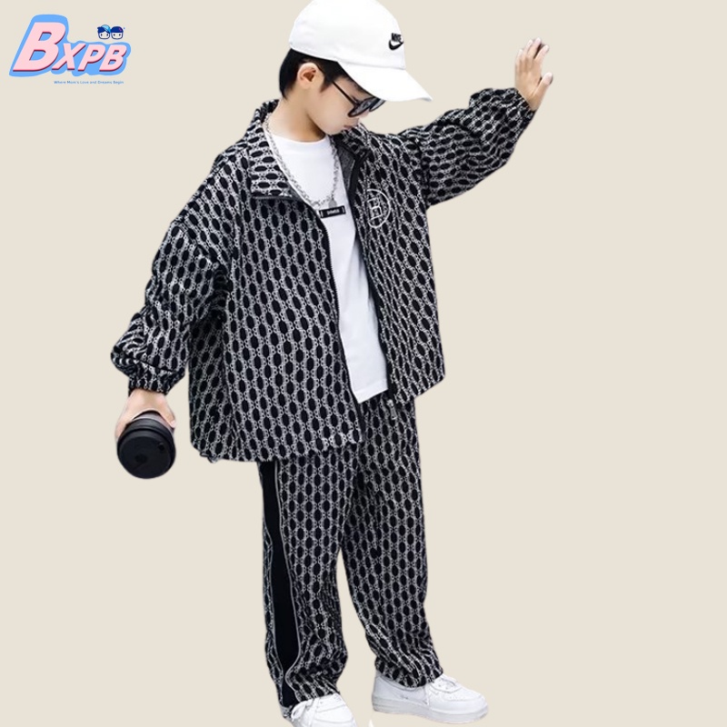 Set áo khoác tay dài + quần dài dáng rộng BXPB thoải mái phong cách thời trang mới dành cho bé trai/ gái 3-15 tuổi