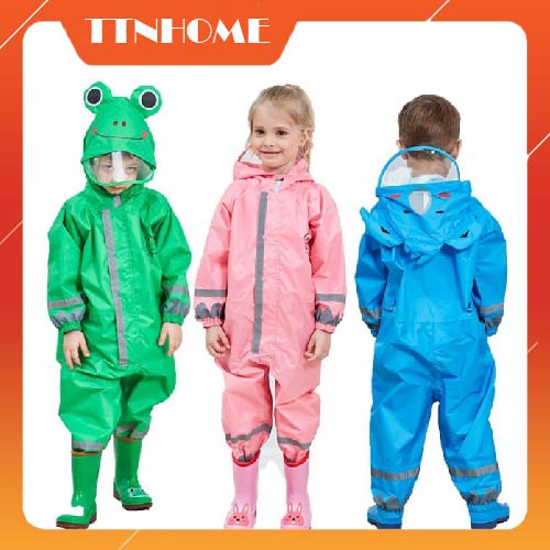 Bộ quần áo mưa trẻ em áo mưa hình thú cho bé từ 2-10 tuổi