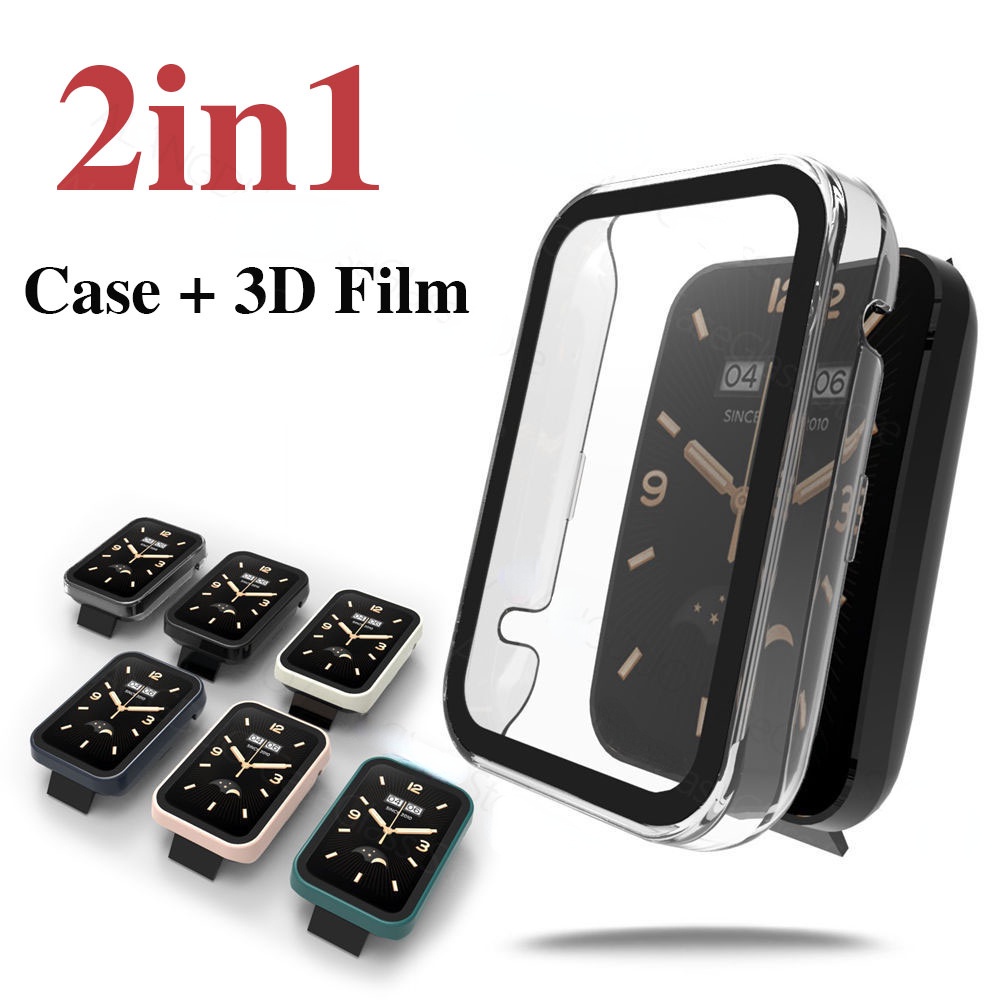 Ốp Điện Thoại Nhựa PC Cứng Có Kính Cường Lực 2 Trong 1 Cho Xiaomi Mi Band 7 Pro