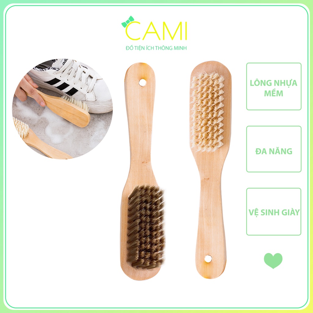 Bàn chải cán gỗ, sợ nhựa cao cấp vệ sinh giày dép, đồ gia dụng, quần áo - Cami - CMPK241