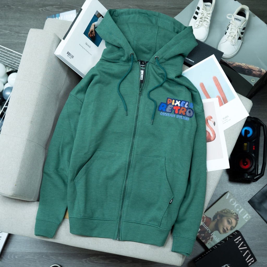 Áo Khoác Jacket Hoodie Zip Nỉ Thu Đông Nam Nữ Unisex Form Rộng