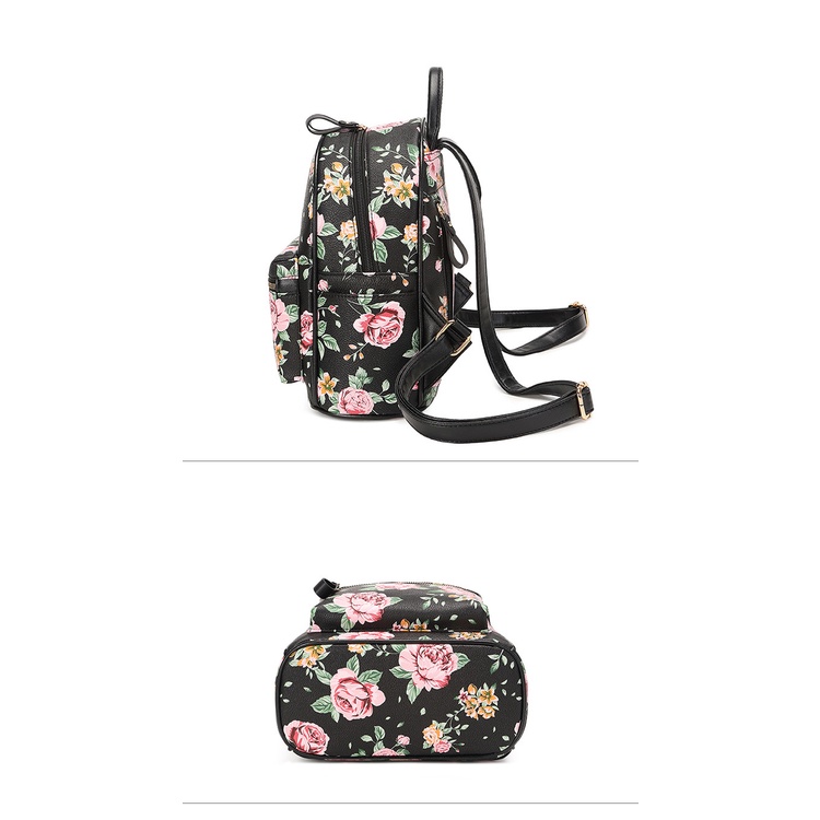 Balo CHUWANGLIN bằng da in hoa lớn thời trang