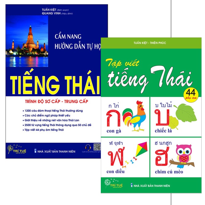 Sách - Combo 2 quyển tiếng Thái (Cẩm nang hướng dẫn tự học tiếng Thái. Trình độ Sơ cấp - Trung cấp + Tập viết tiếng Thá)