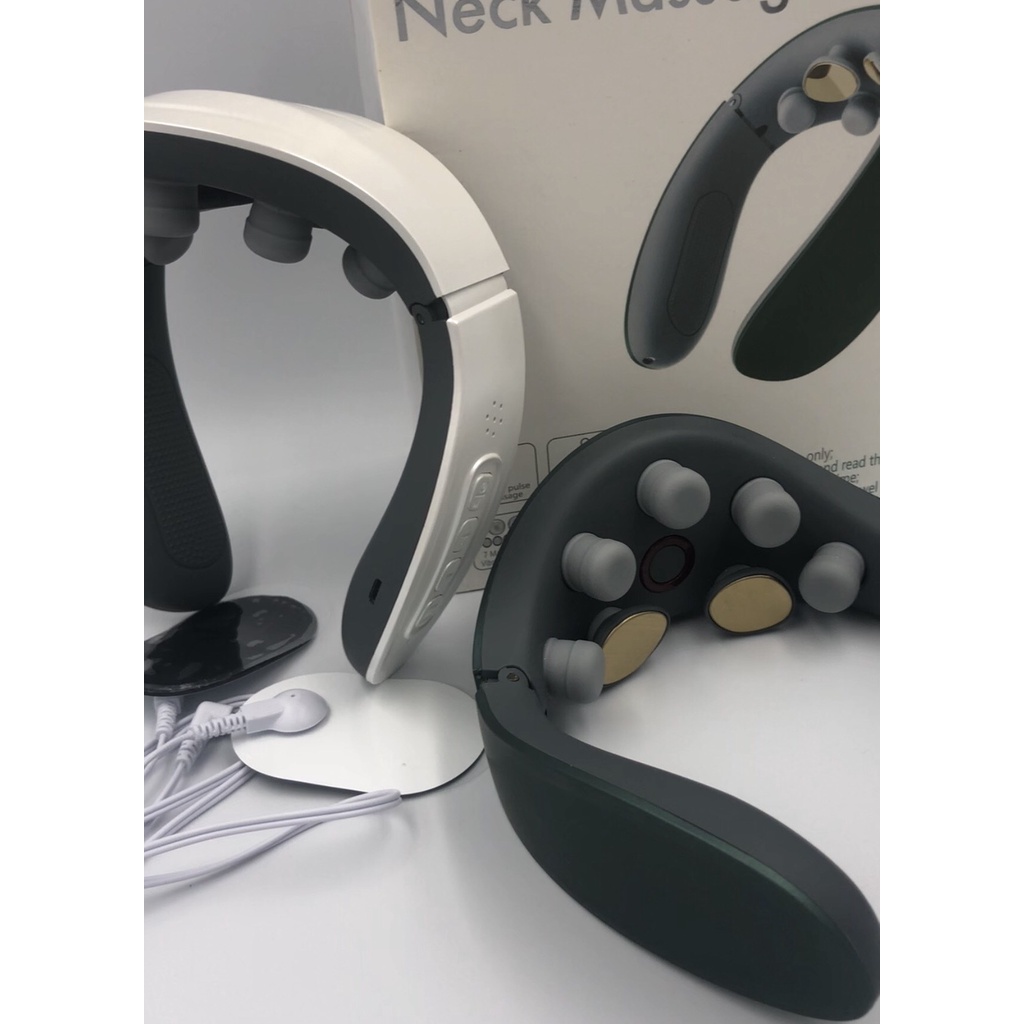 Máy massage cổ vai gáy cao cấp có chế độ làm nóng và 2 miếng dán xung điện thiết kế đẹp mẫu máy ôm cổ