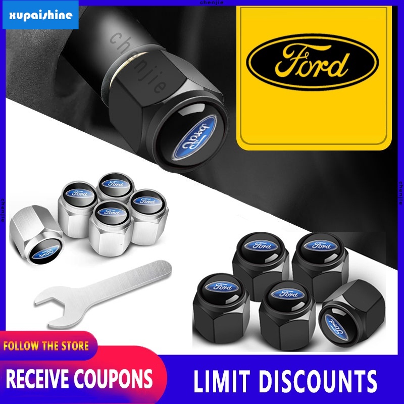 Bộ 5 Nắp Van Bánh Xe Hơi Ford Everest Ranger Fiesta Escape Explorer Expedition Focus Escort Ecosport Mustang E150 Lynx Exp Edition EL