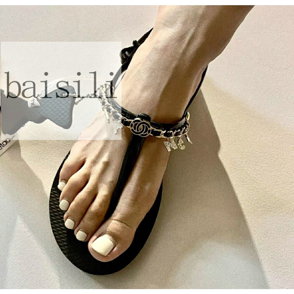 GIÀY THỜI TRANG BAISILI - SANDAL XUỒNG NỮ QUAI KẸP CHỮ T XÍCH NHỎ ĐẾ THẤP HIỆN ĐẠI BS220901