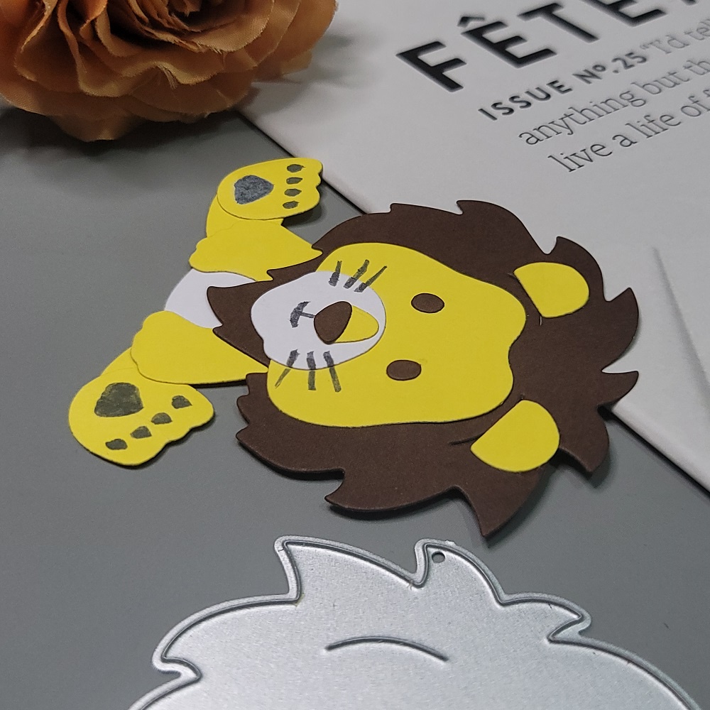 Sư Tử Cắt Kim Loại Chết Giấy Dập Nổi Stencil Thêu Sò Thiệp Chúc Mừng DIY Thủ Công Chết Cắt Động Vật
