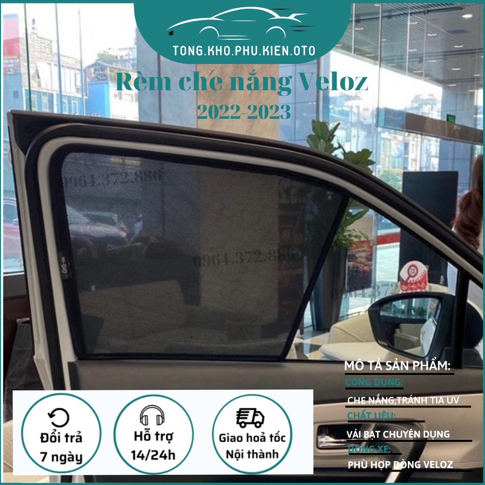Rèm che nắng xe Toyota Veloz Cross 2022 2023 Có hút nam châm cao cấp