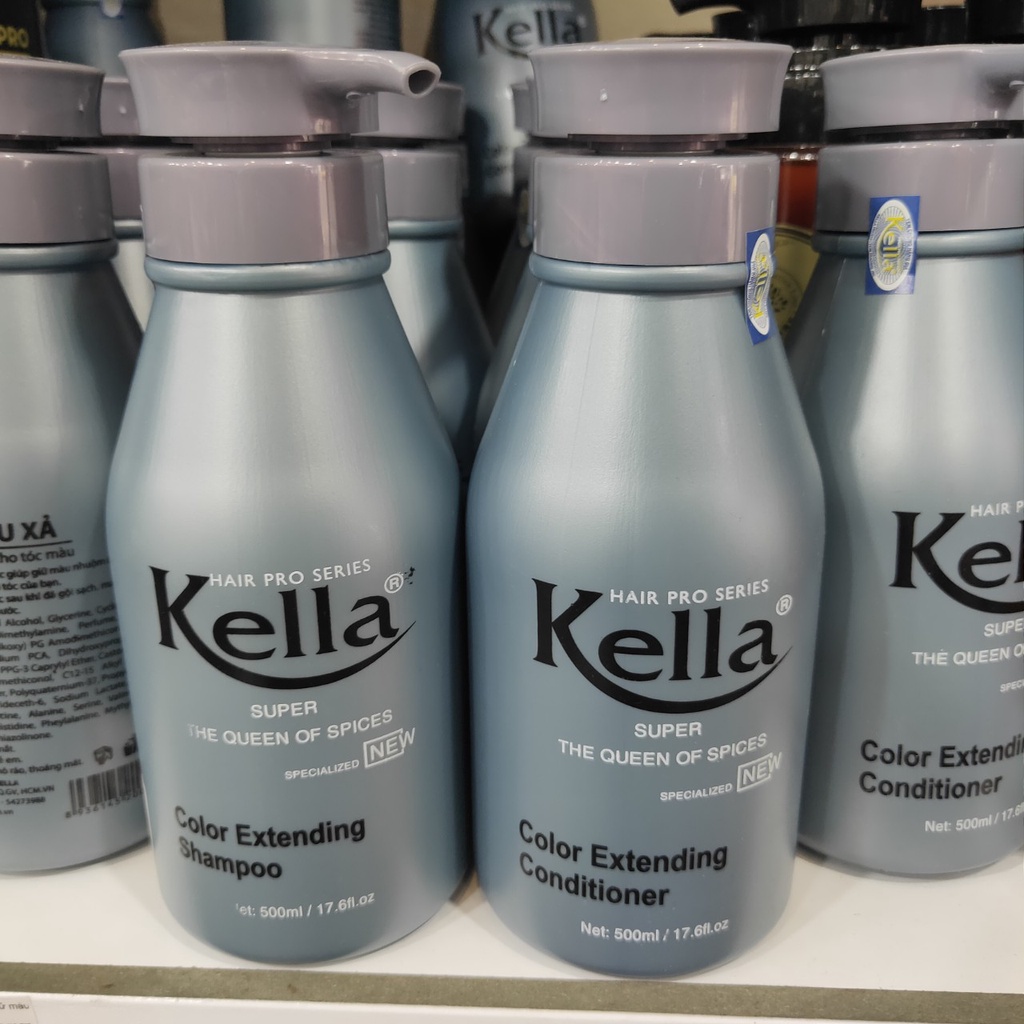 Dầu Gội + Dầu Xả Kella xám giữ bền màu dành cho tóc nhuộm 500ml -