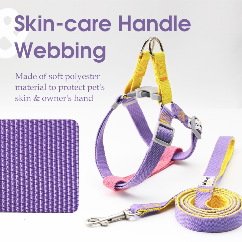 HamshMoc Bộ Dây Dắt Thú Cưng Đi Dạo Bằng Nylon Mềm Có Thể Điều Chỉnh