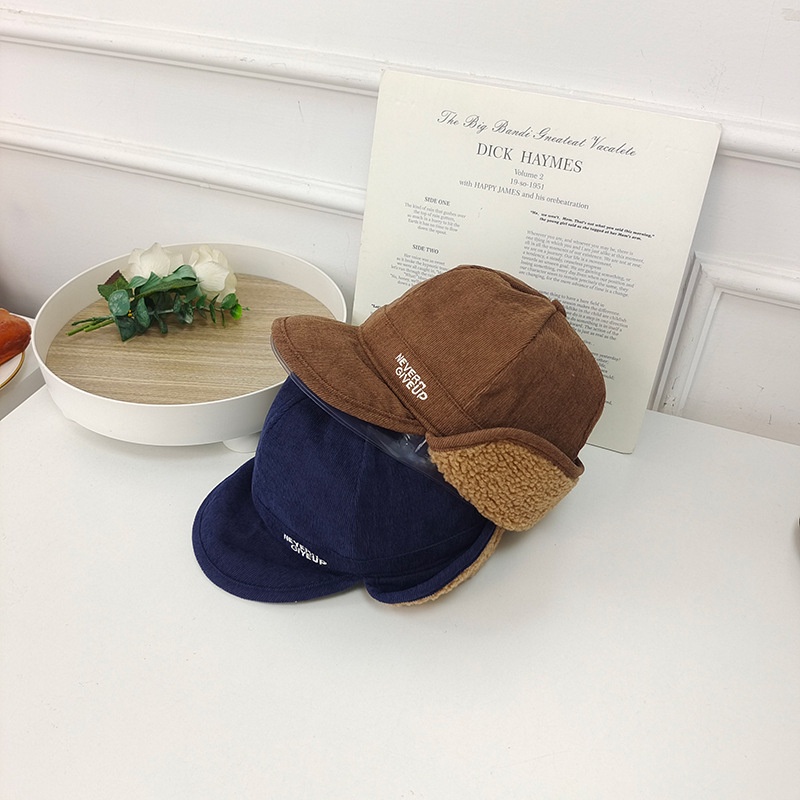 Nón kết len lông cừu vành ngắn che tai chống lạnh phong cách retro thời trang thu đông