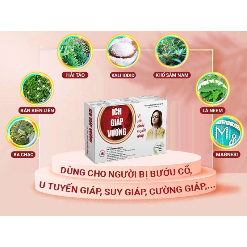 ÍCH GIÁP VƯƠNG - TÍCH ĐIỂM 6 TẶNG 1 - HỖ TRỢ NGỪA BƯỚU CỔ, TĂNG CƯỜNG CHỨC NĂNG TUYẾN GIÁP (HỘP 30 VIÊN)