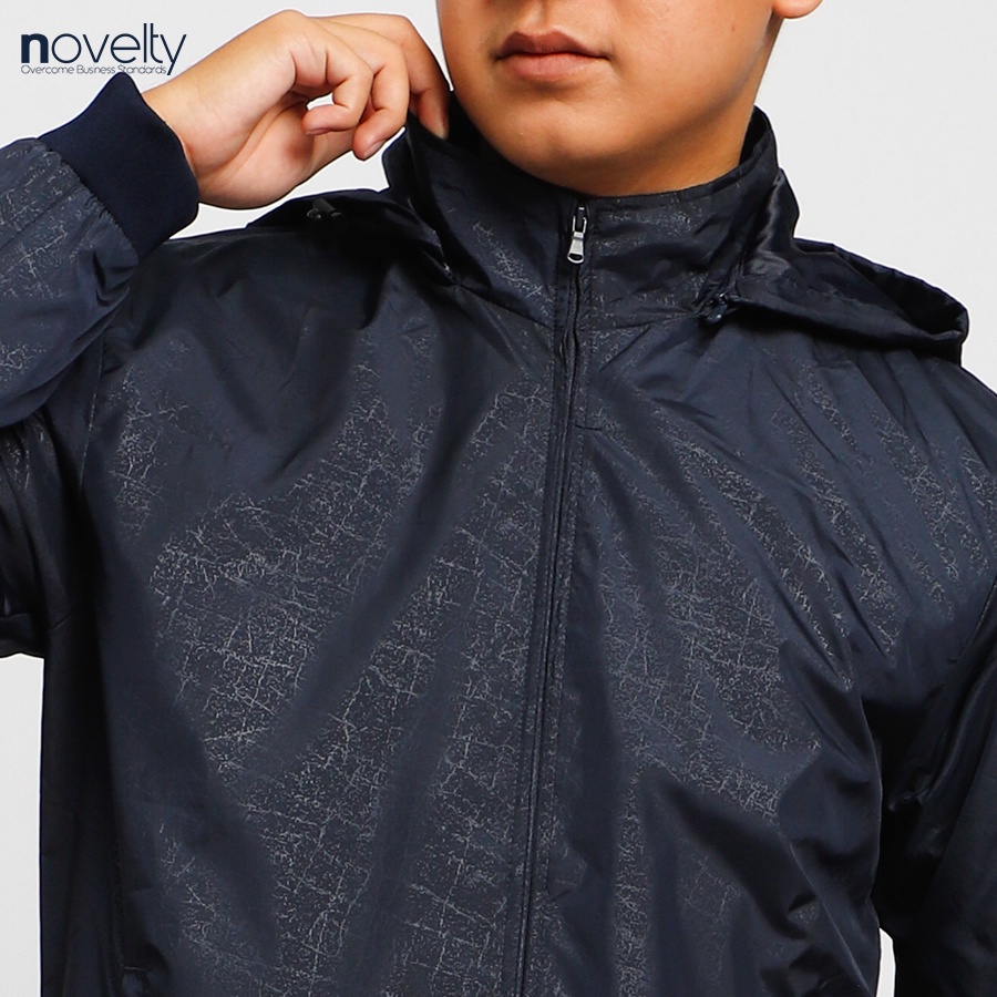 Áo jacket nam in chìm nón rời Novelty trượt nước màu xanh đen 2203252