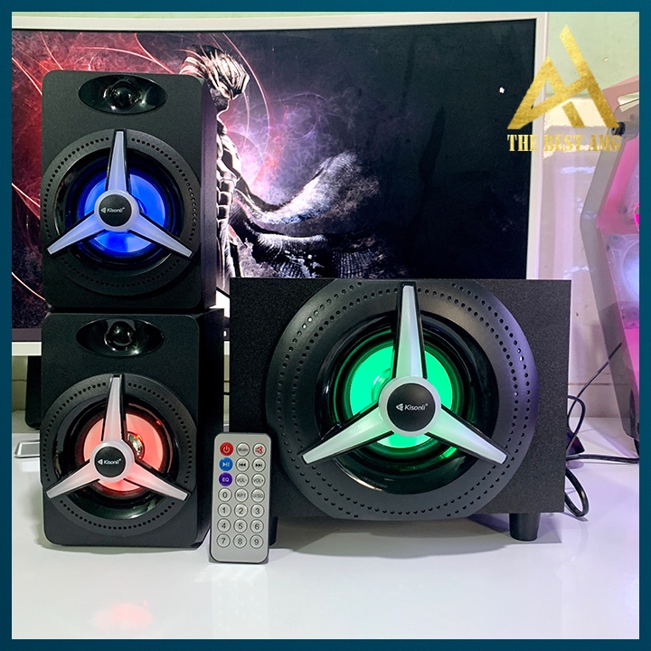 Loa Máy Tính Để Bàn Có Bluetooth LED RGB 2.1 Kisonli TM-7000A Loa Vi Tính Nghe Nhạc Laptop Pc Gaming Có Dây