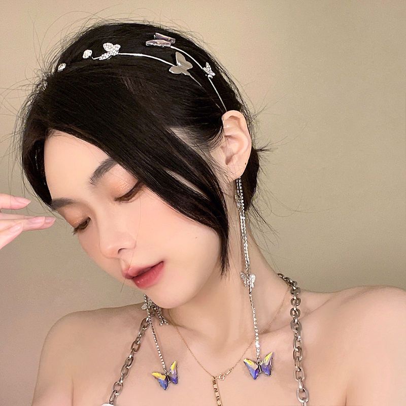 Băng Đô Cài Tóc Hình Bướm Đính Đá Pha Lê Lấp Lánh Thời Trang Cao Cấp