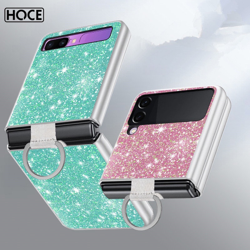 HOCE Ốp Điện Thoại Đính Kim Tuyến Sang Trọng Có Vòng Đỡ Cho Samsung Galaxy Z Flip 3 Z Flip 4 5G ZFlip2