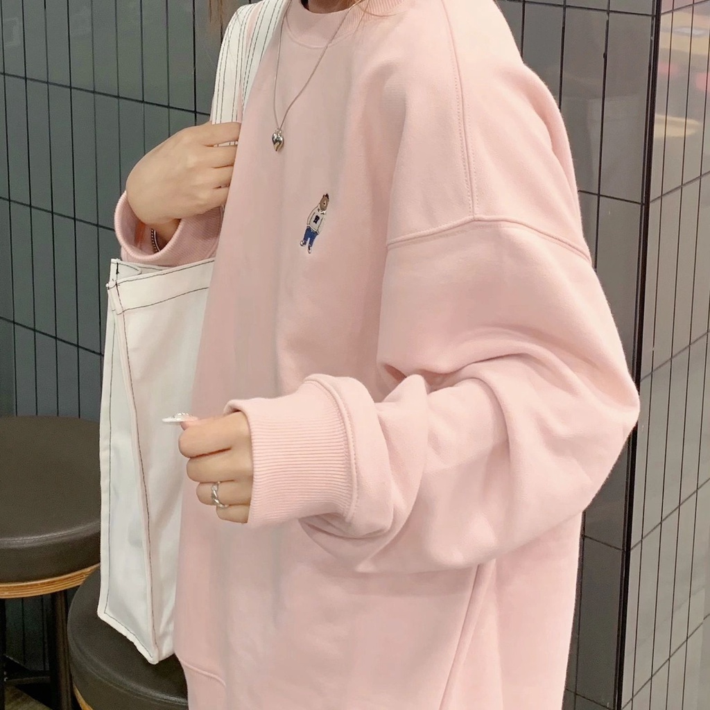 Áo sweater SUXI tay dài cổ tròn dáng rộng thời trang xuân thu dành cho nữ