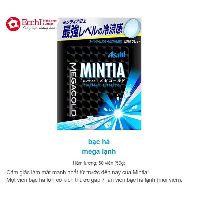 Viên ngậm bạc hà siêu the mát  Mintia Mega Nhật Bản hộp 50 viên siêu lớn