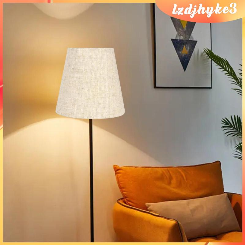 POPETPOP Beige Cloth Lamp Shade Barrel Lampshade Clip on Light Shades Table Lamp Cover for Living Room Cafe Shop Teahouse 14x9cm 