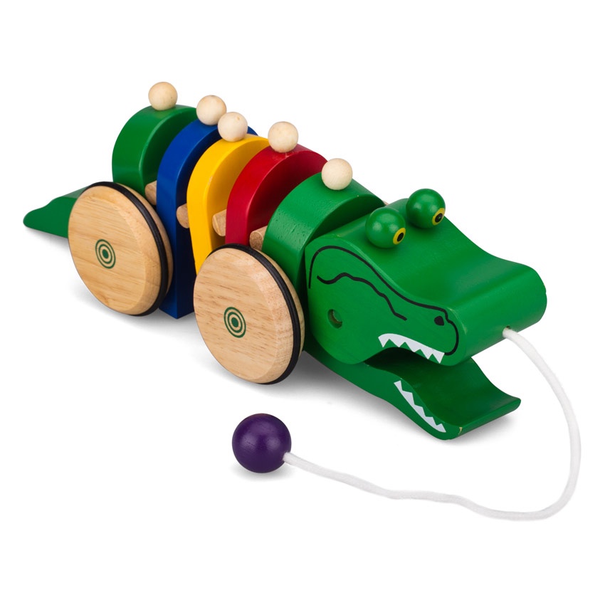 Đồ chơi gỗ Con cá sấu có dây kéo lúc lắc - Metis Đồ chơi cho con