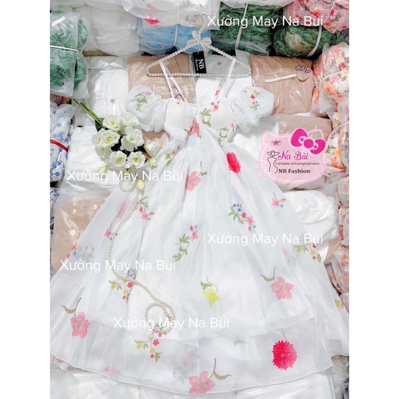 ĐẦM MAXI HOA CÚP NGỰC 2 DÂY RỚT VAI PHỒNG NB fashion, xưởng may na bùi