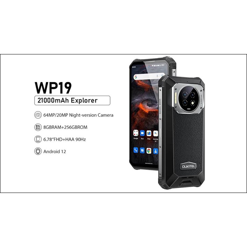 Điện thoại Oukitel WP19 Pin 21000mAh, Vua pin siêu bền, Ram 8G Rom 256G Chính Hãng