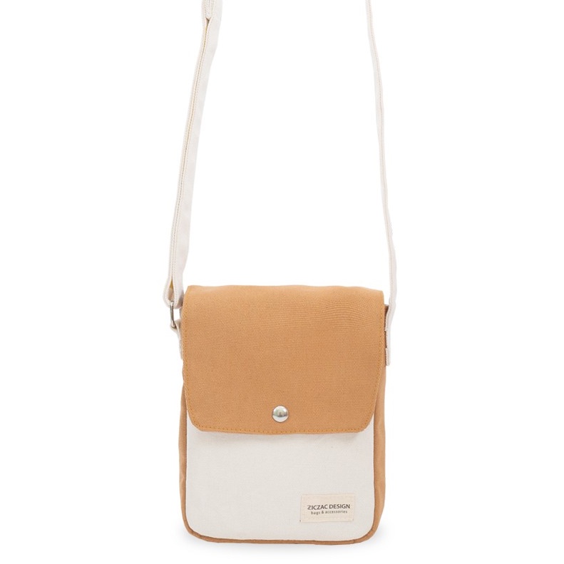 Túi đeo chéo có nắp gập vải bố Ziczac Design | Minnie