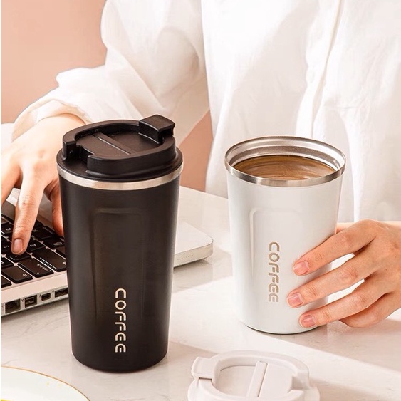 Cốc giữ nhiệt Coffee 2 lớp chống rò rỉ chất liệu thép không gỉ sus 304 thiết kế năng động, giữ nhiệt vượt trội