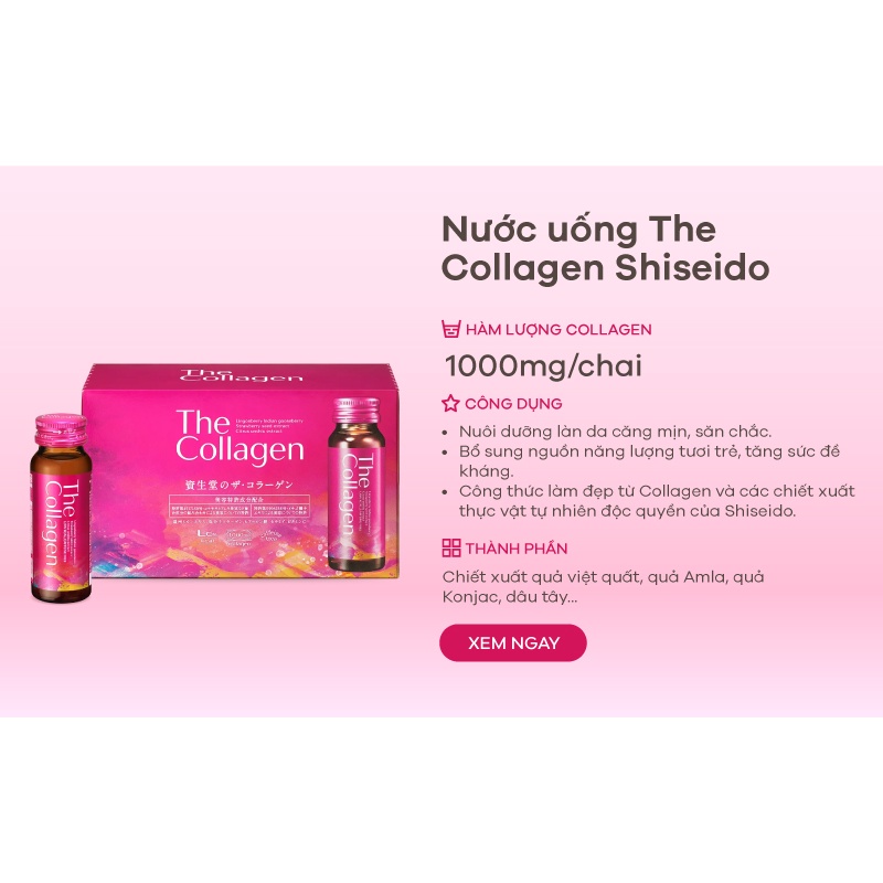 The Collagen Shiseido dạng nước Nhật Bản 1000mg hộp 10 chai