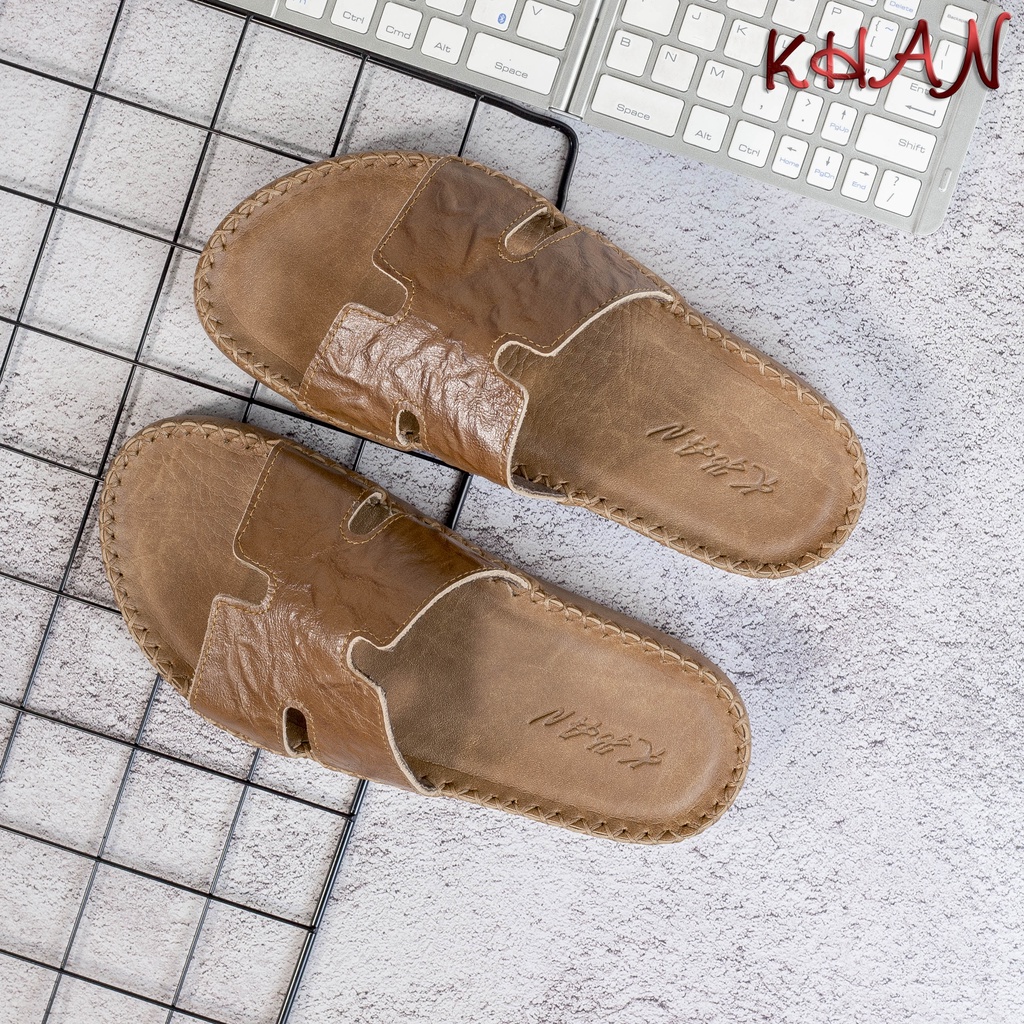 Dép Nam quai ngang , quai ngang da bò chữ H cao cấp Z-02