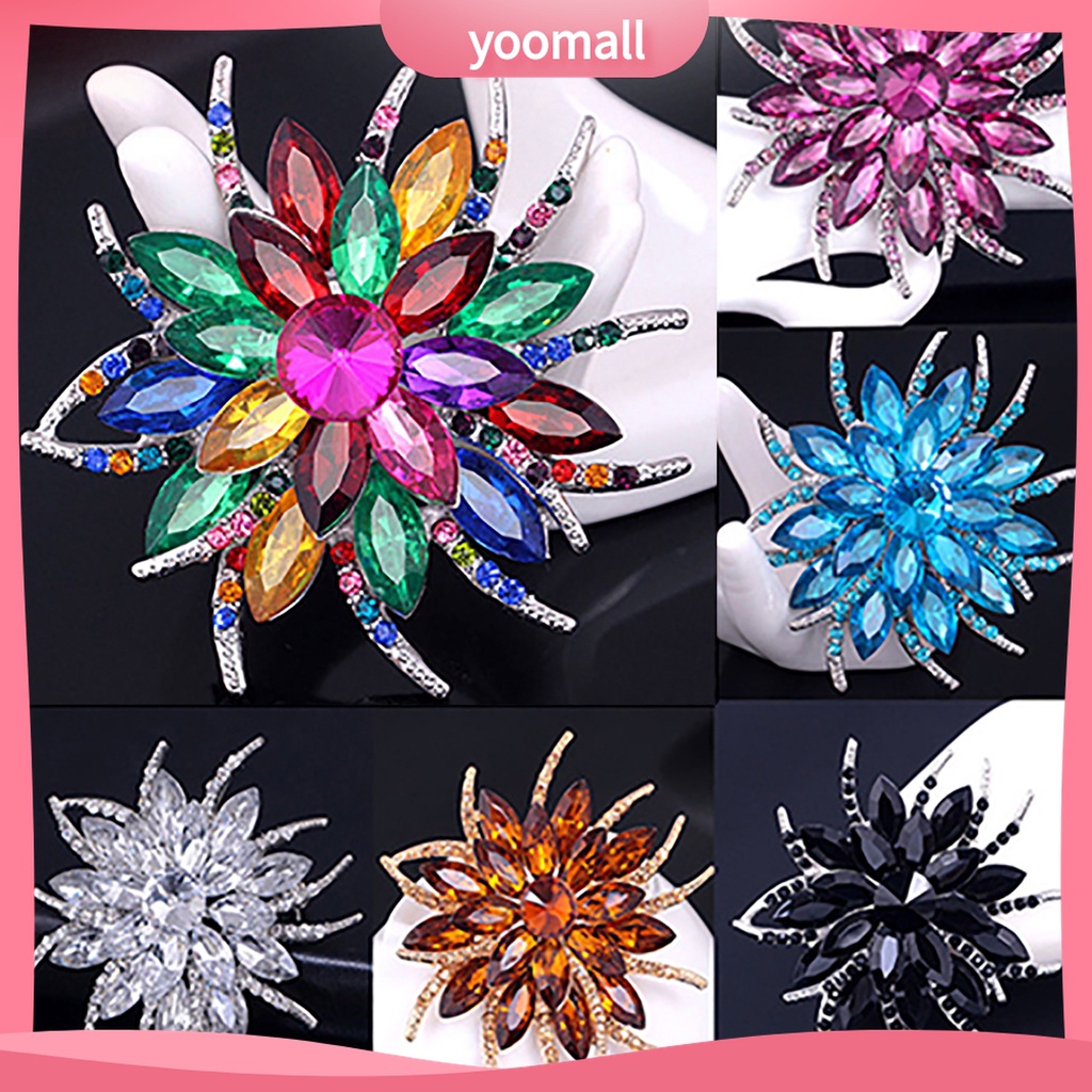 Ghim cài áo hình bông hoa đính đá phong cách thanh lịch dành cho nữ