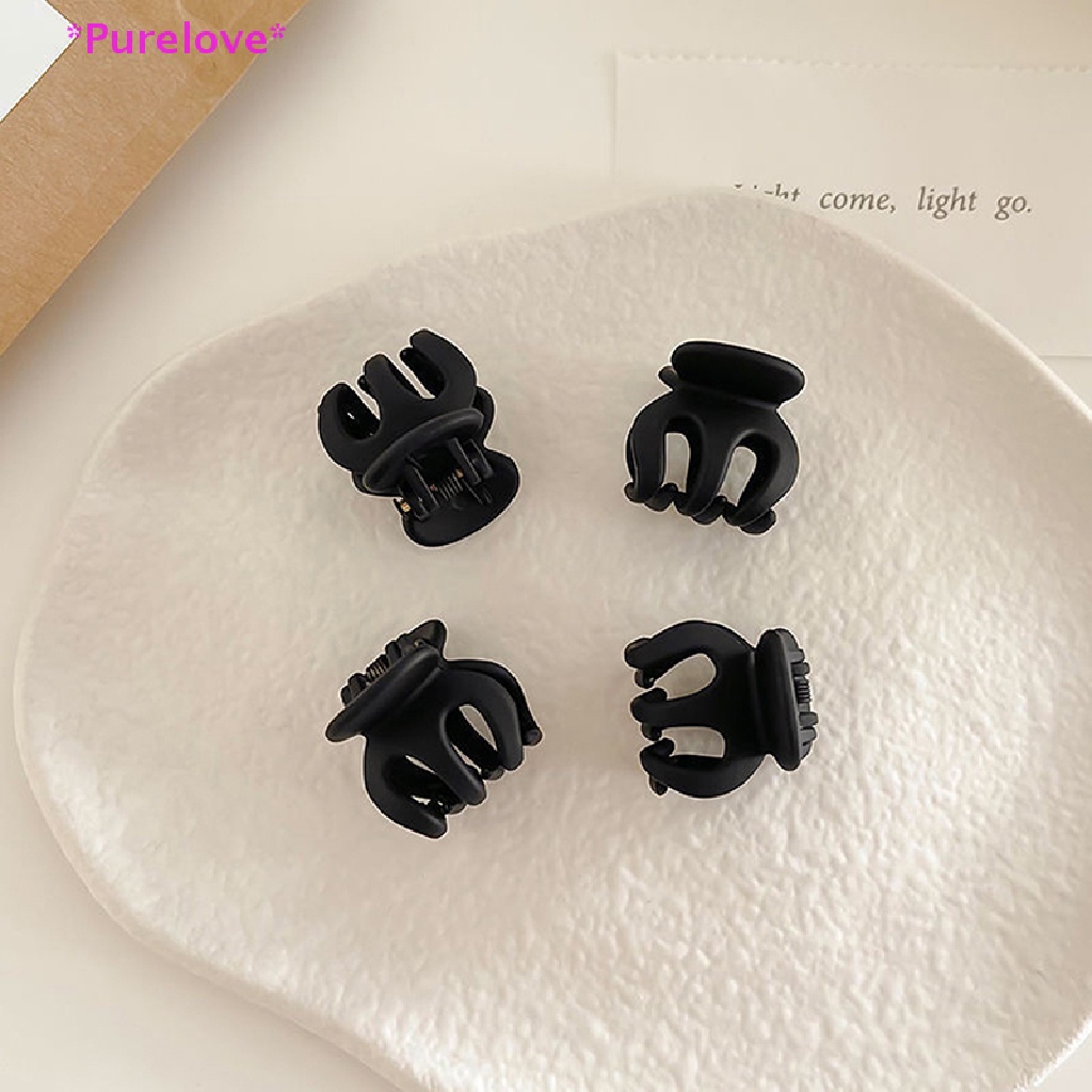 Set 6 Kẹp Tóc Mini Màu Đen Bằng Acrylic Đính Hoa Thời Trang Cho Nữ Mới