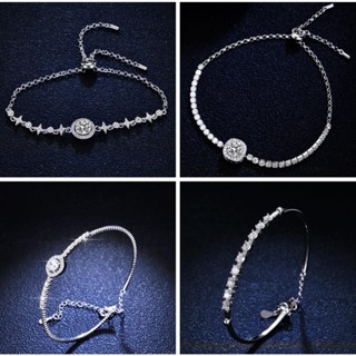 Kim cương nhân tạo Moissanite Vòng đeo tay S925 bạc tinh khiết dây chuyền tay nữ D màu Mosanshi có thể vượt qua bút kim cương với giấy chứng nhận xác định với hộp đóng gói ngày Valentine sinh nhật bạn gái quà tặng