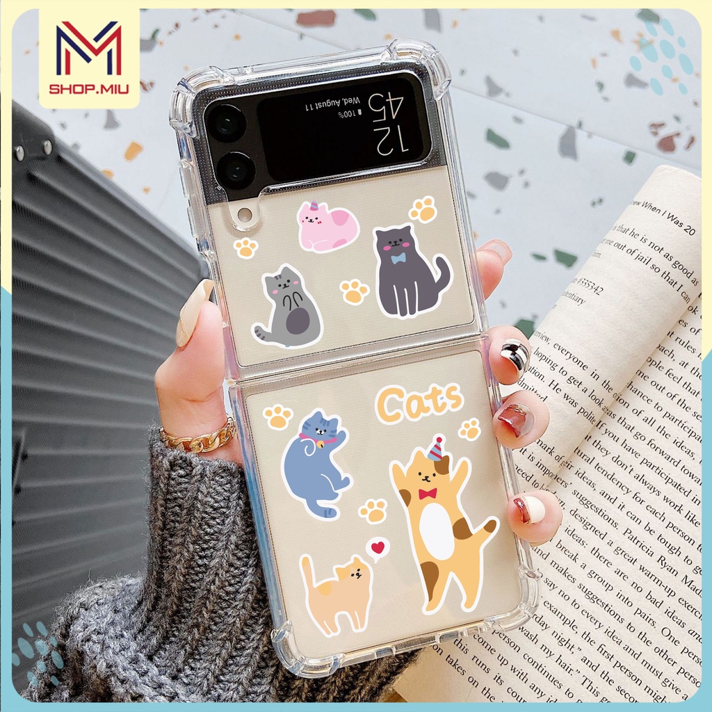 Ốp in Meo Samsung Galaxy Z Flip 5 Z Flip4 5G / Z Flip 4 / Z Flip3 5G / Z Flip 3 trong suốt mẫu dễ thương