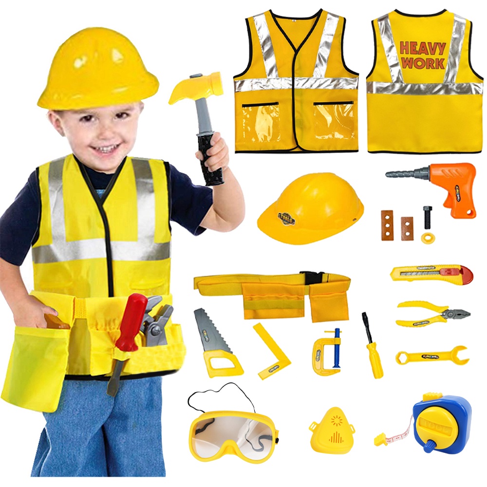 Bộ Đồ Chơi Công Trường 18 Món Hóa Trang An Toàn Cho Bé Trai