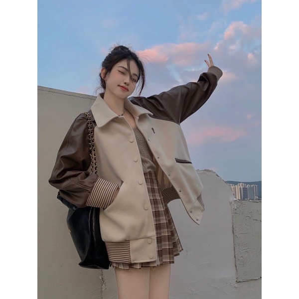 Áo khoác bóng chày nam nữ mới 2022 cổ áo polo phong cách Hàn Quốc