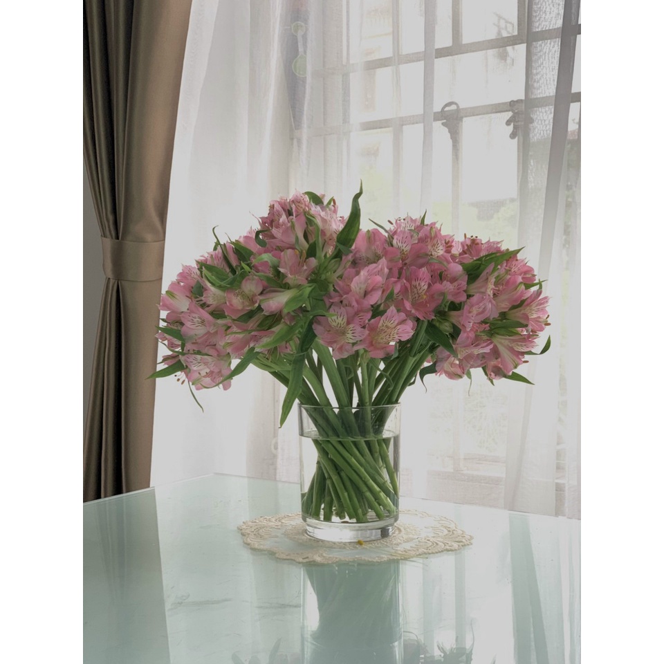 Bình hoa thủy tinh dáng trụ cốc, cốc cắm hoa kích thước 11cmx14cm trong veo