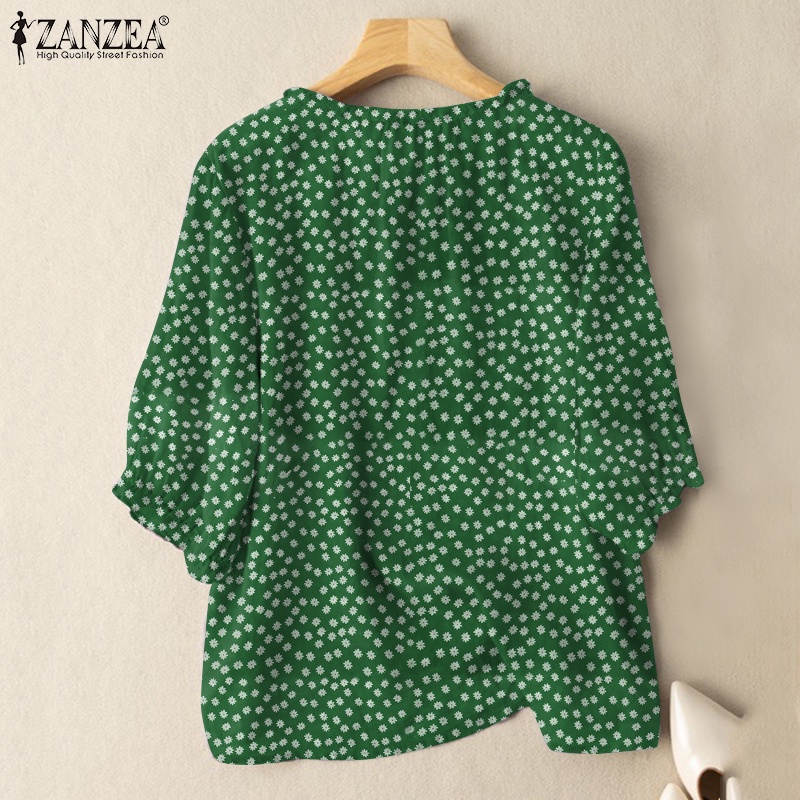 Áo sơ mi Zanzea tay lỡ 3/ 4 in họa tiết thời trang dành cho nữ