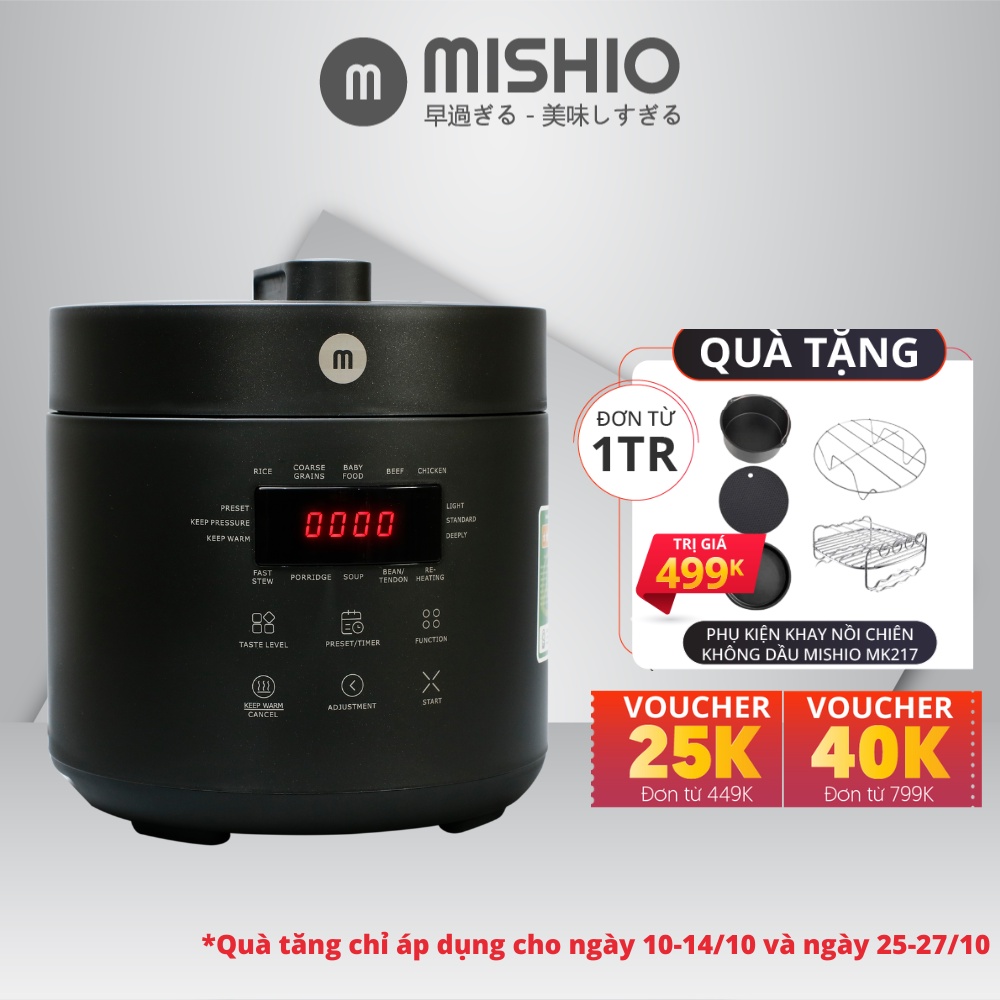 Nồi Cơm Áp Suất Mishio MK303 nấu cháo em bé, nấu cơm nhà ít người siêu tiện lợi