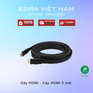 Dây HDMI - Cáp HDMI 5 mét - Màu đen, loại dẹt - Full HD - Bảo hành 3 tháng