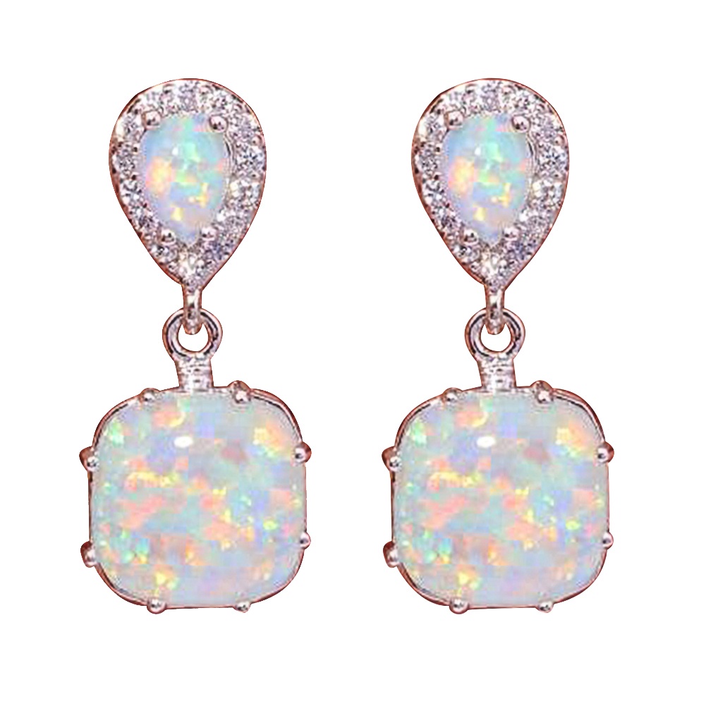 Bông Tai Đính Đá Opal Thời Trang Cho Nữ